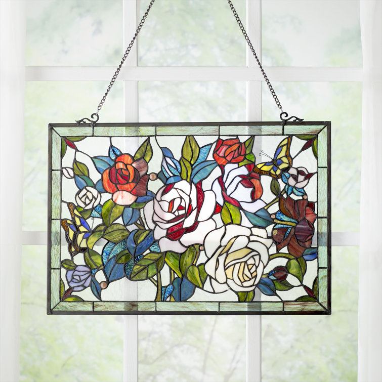 Astoria Grand Roses / Butterflies Design Window Panel & Reviews Wayfair